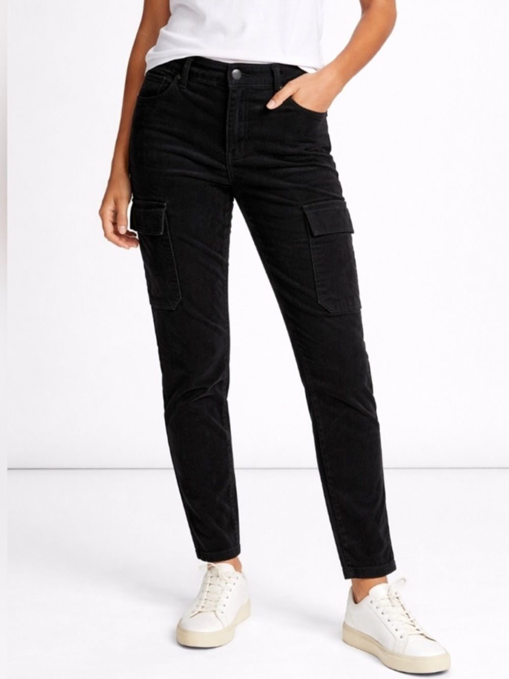 Vince Corduroy Skinny Cargo Pants Size 12 Black Goth Grunge Casual